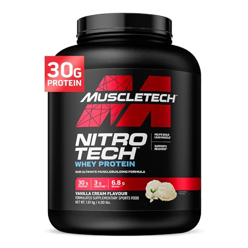 Muscletech Whey Protein Powder (Vanilla Cream, 4 Pound) - Nitro-Tech Muscle Building