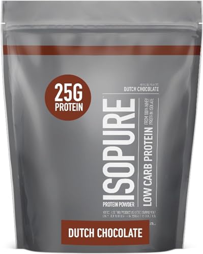 Isopure Dutch Chocolate Whey Isolate Protein Powder with Vitamin C & Zinc for Immune 