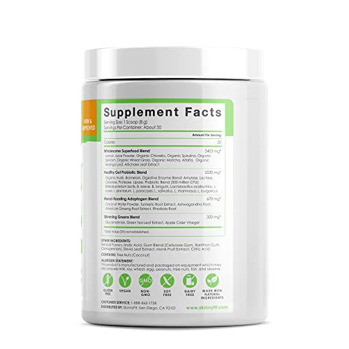 SkinnyFit Mango Splash Skinny Greens, Green Juice Superfood Powder, Natural Energy