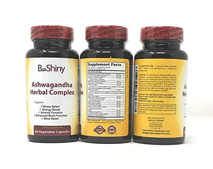 BeShiny Ashwagandha Complex with termeric Cinnamon Basil Leaf Supports a Healthy