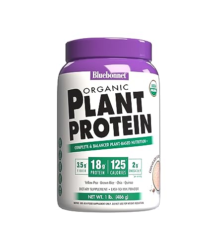 Bluebonnet Nutrition Organic Plant Protein - 18g Protein, 3.5g Fiber – Chia, Quinoa & More 