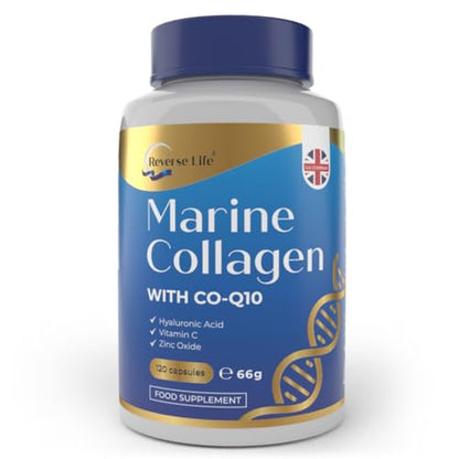 Reverse Life Marine Collagen Capsules 1200mg – with Hyaluronic Acid & Vitamin C + Q10 