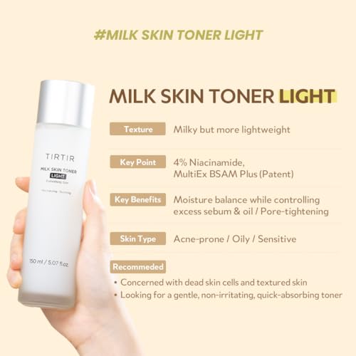 TIRTIR Milk Skin Toner Light | Instant Hydration with 4% Niacinamide, Pore-Tightening