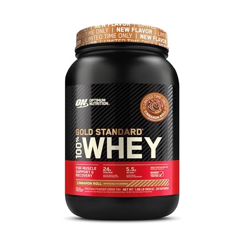 Optimum Nutrition Gold Standard 100% Whey Protein Powder, Cinnamon Roll, 2 Pound 