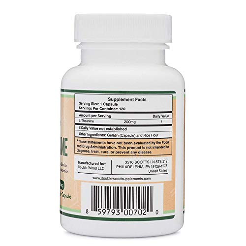 L-Theanine Supplement 200mg, 120 Capsules (Soy Free, Gluten Free, Non-GMO