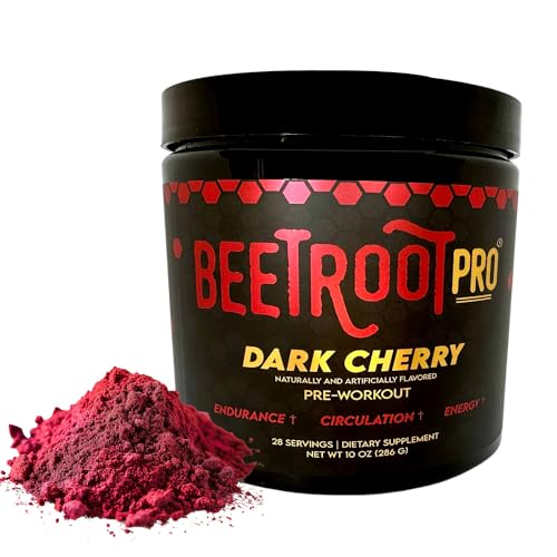 Beetroot Pro Pre-Workout Powder - 10oz, 28 Servings, Dark Cherry Flavor - Boosts Energy