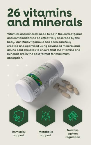 Vegetology MultiVit Vegan Multivitamins w/26 Vitamin & Mineral Supplements