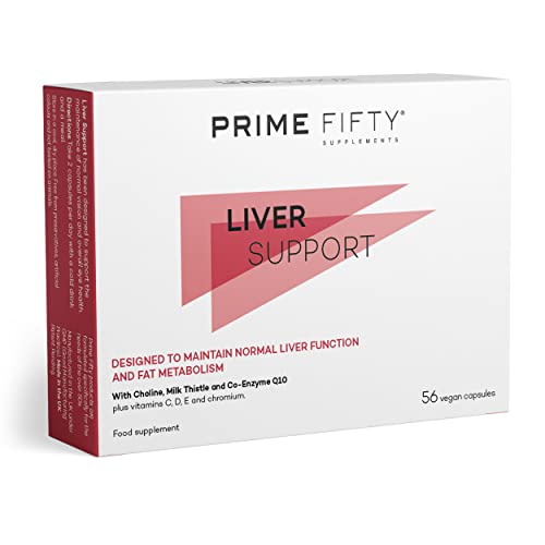 Prime Fifty Liver Support Supplements – 56 Vegan Capsules – Choline & Milk Thistle Supplements