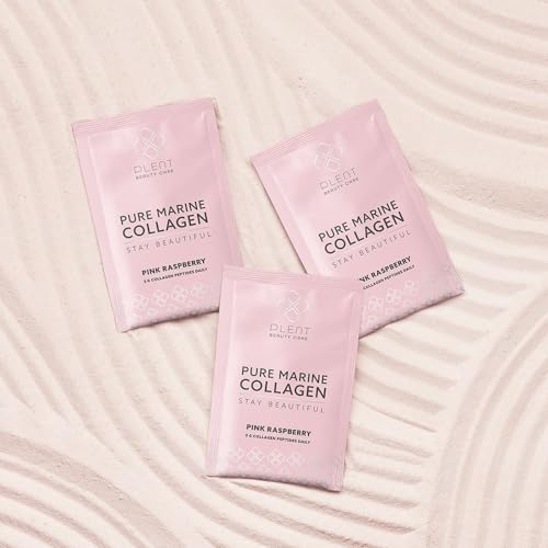 Plent Pure Marine Collagen Pink Raspberry - Stay Beautiful - 5G Collagen Peptides Daily - 30 Sachets