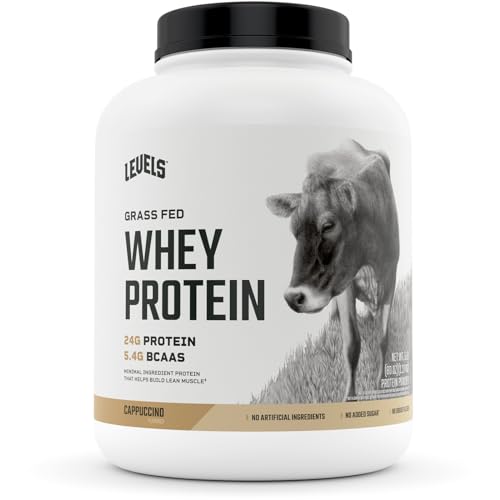 Levels Grass Fed 100% Whey Protein, No Hormones, Cappuccino, 5LB