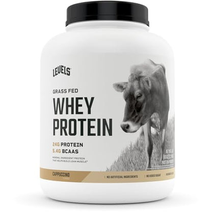 Levels Grass Fed 100% Whey Protein, No Hormones, Cappuccino, 5LB