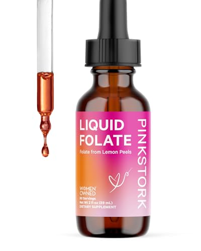 Pink Stork Liquid Folate: Whole-Food Vitamin B9 from Lemon Peels, Natural Folic Acid