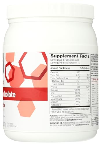 365 by Whole Foods Market, Chocolate Whey Protein Isolate, 16.9 Ounce