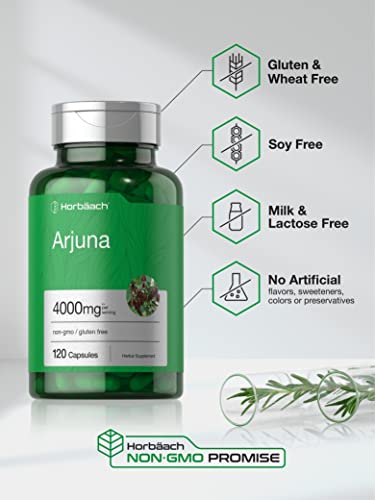 Arjuna Capsules 4000mg | 120 Count | Non-GMO, Gluten Free | from Arjuna Bark Herb