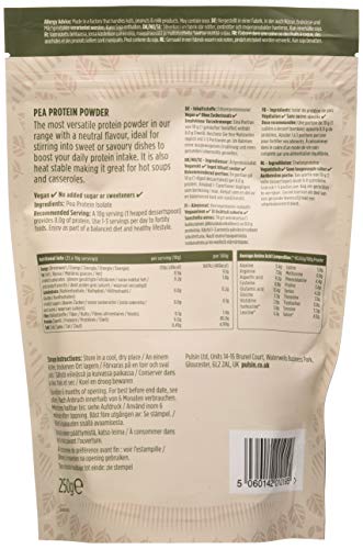 Pulsin - Unflavoured Vegan Pea Protein Powder - 250g - 8.0g Protein, 0g Carbs, 41 Kcals Per Serving