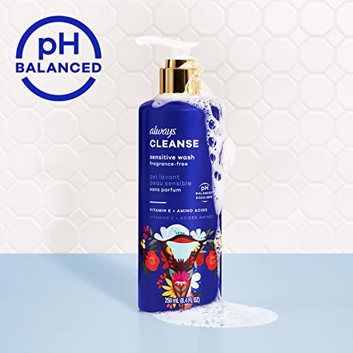 Always Cleanse Feminine Intimate Wash For Women, Ph Balanced For Sensitive Skin, Fragrance-Free