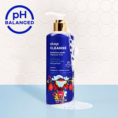 Always Cleanse Feminine Intimate Wash For Women, Ph Balanced For Sensitive Skin, Fragrance-Free