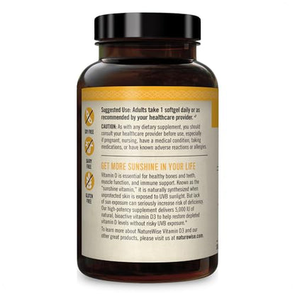 NatureWise Vitamin D3 5000iu (125 mcg) Healthy Muscle Function, and Immune Support