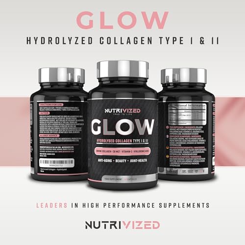 Nutrivized Glow Hydrolysed Type 1&3 Collagen with Premium Pure C8 MCT Oil - Vitamin C & Hyaluronic Acid