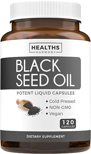 Black Seed Oil - 120 Softgel Capsules Skin Health (Non-GMO & Vegan) Cold-Pressed 