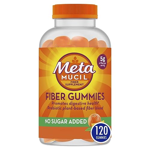 Metamucil Fiber Supplement Gummies, Sugar Free Orange Flavor, 5g Prebiotic Plant Based 