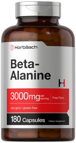 Beta Alanine Capsules | 3000mg | 180 Count | Non-GMO, Gluten Free Supplement