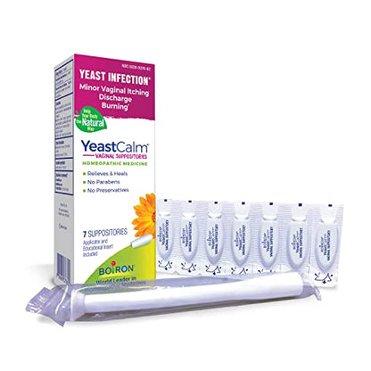 Boiron YeastCalm Homeopathic Suppositories for Yeast Infections, Burning, Discharge