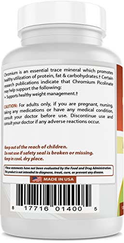 Best Naturals Chromium Picolinate 1000 mcg 120 Tablets (Pack of 2)