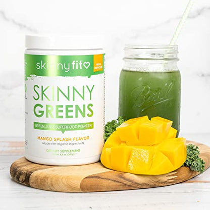 SkinnyFit Mango Splash Skinny Greens, Green Juice Superfood Powder, Natural Energy