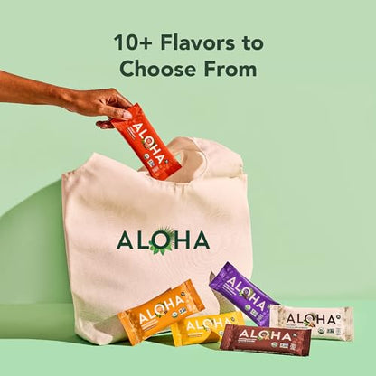 ALOHA Organic Plant Based Protein Bars - Chocolate Espresso (85mg Caffeine) - 12 Bars