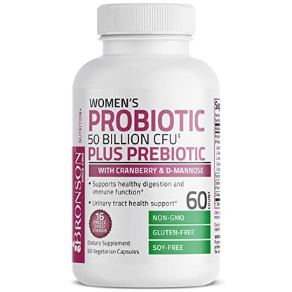 Bronson Women's Probiotic 50 Billion CFU + Prebiotic with Cranberry & D-Mannose