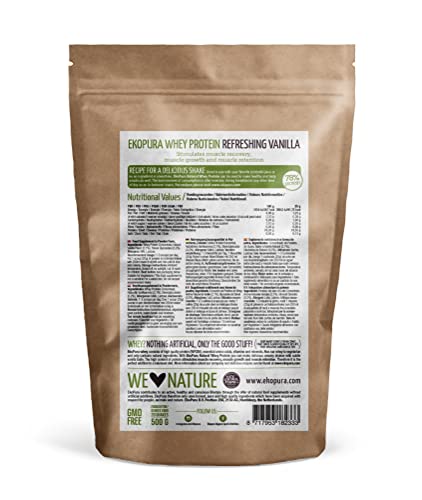 Ekopura Natural Whey Protein - Vanilla - 500g | 78% Protein | 100% Natural Grass Fed Whey