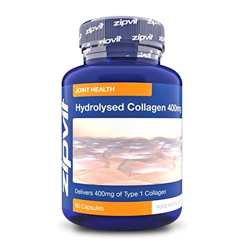 Hydrolysed Collagen with Vitamin C - 90 Capsules of Type 1 Hydrolysed Collagen Powder - 800mg Per Serving