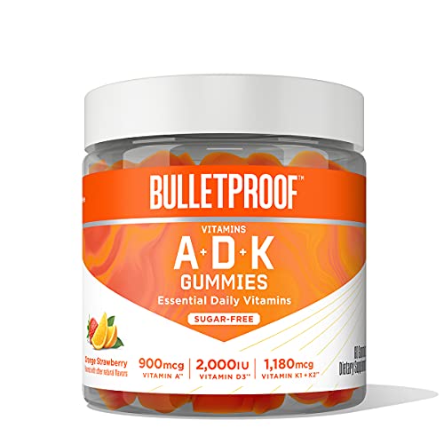 Bulletproof Sugar-Free Orange Strawberry Vitamins A+D+K Gummies, 60 Count, Keto 