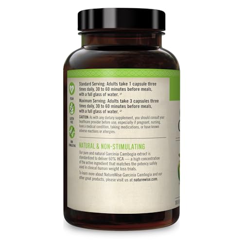 Naturewise Garcinia Cambogia with Pure Garcinia Cambogia Extract, 60% HCA Concentrati