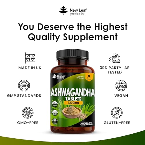 Ashwagandha 1200mg - 365 Vegan Tablets Pure High Strength Ashwagandha Root