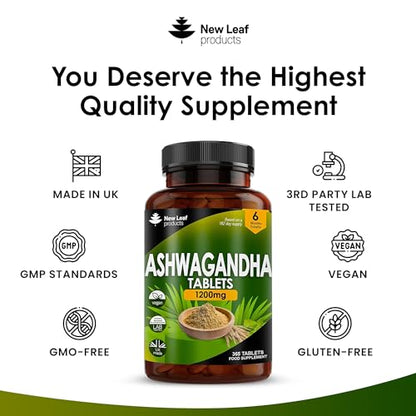 Ashwagandha 1200mg - 365 Vegan Tablets Pure High Strength Ashwagandha Root