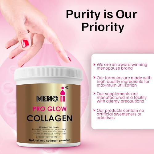 Meno II PRO Glow Marine Collagen Powder 10,000mg - High-Potency Supplements for Women Skin Hydration