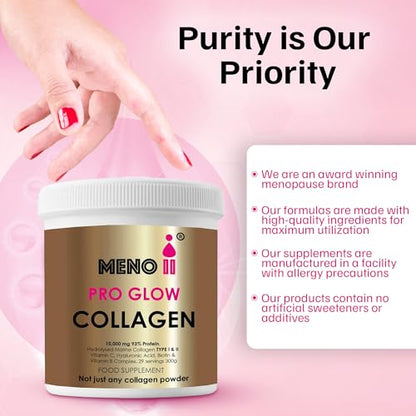 Meno II PRO Glow Marine Collagen Powder 10,000mg - High-Potency Supplements for Women Skin Hydration