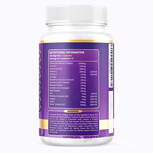 High Strength Marine Collagen Tablets - Skin, Hair, Nails & Joints - Fortified with Hyaluronic Acid