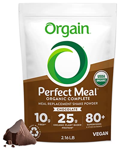 Orgain Organic Perfect Meal Replacement Protein Powder, Chocolate - 25g Plant Based 