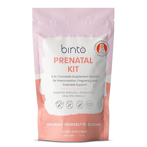 Binto Prenatal 4 in 1 Probiotic & Multivitamin Packets with Iron, DHA, Methylated Folate and probiotics