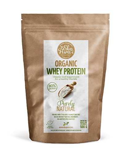 Ekopura Organic Whey Protein 500g | 80% Protein | Hormone Free, GMO-Free, Soy-Free, Additive Free