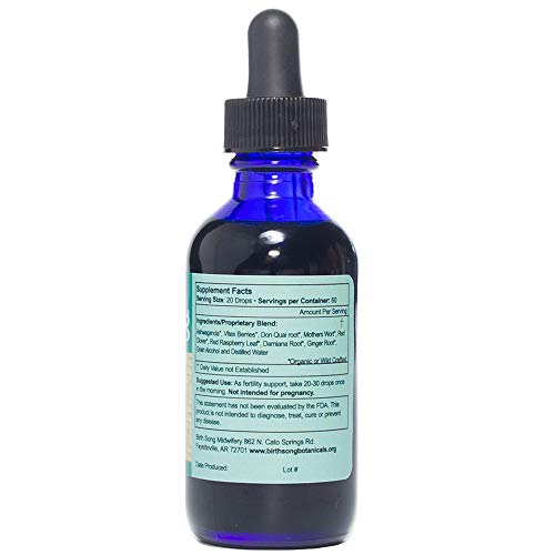 Birth Song Botanicals Fertile Ground Fertility Liquid Tincture, Herbal Supplement to Help Regulate