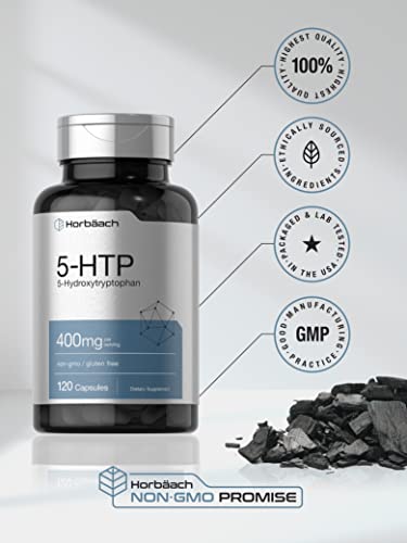 5HTP 400mg | 120 Capsules | 5-HTP Extra Strength Supplement | Non-GMO, Gluten Free