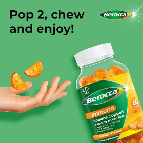 Berocca Immuno Gummy Vitamins, Orange Flavour, Bursting with Immune System