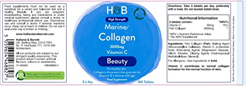 Holland & Barrett Marine Collagen with Vitamin C 3000mg 180 Tablets