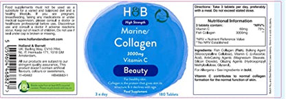 Holland & Barrett Marine Collagen with Vitamin C 3000mg 180 Tablets