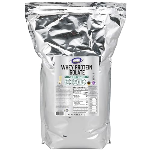 NOW Sports Nutrition, Whey Protein Isolate, 25 g With BCAAs, Creamy Vanilla Powder