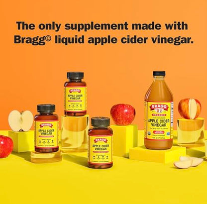 Bragg Apple Cider Vinegar Capsules - Vitamin D3 & Zinc - 750mg of Acetic Acid